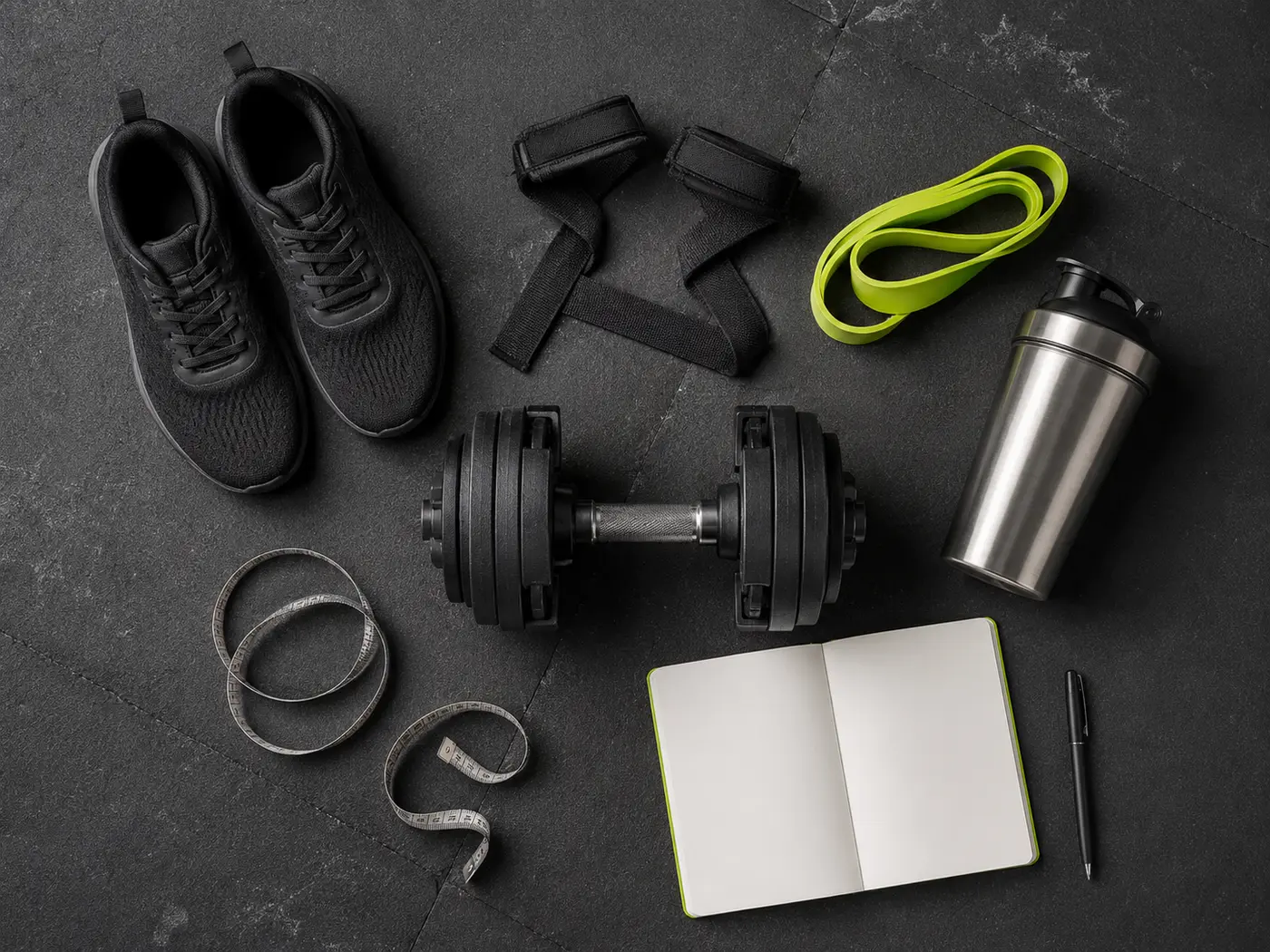 Compact fitness equipment arranged for review